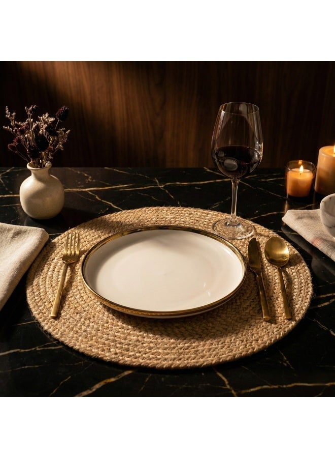 كذا هوم مفرش مائدة قطني مكرامي دائري حماية حرارة وانسكابات - Image 4